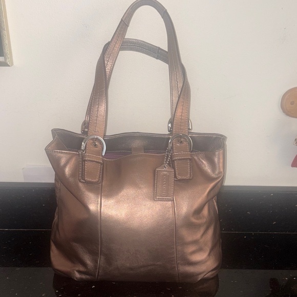 Coach Soho North South Leather Tote Shoulder Bag. Shimmering Bronze in EUC. - Picture 2 of 12